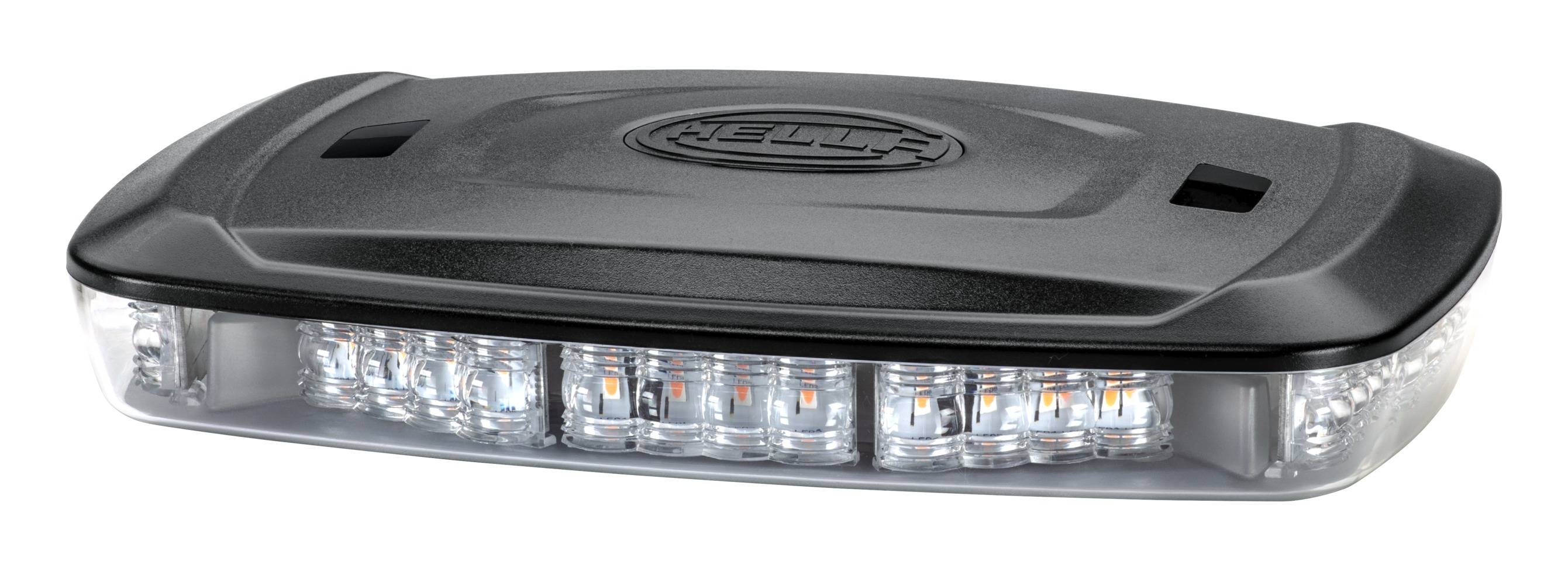 HELLA 2RL 014 566-001 LED-Warnleuchte - Micro Lightbar - 12/24V - Schraubanschluss - glasklar - gelb