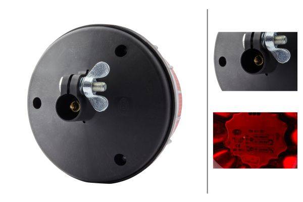 HELLA 2XD 011 557-221 LED-Blitz-Kennleuchte - K-LED 2.0 - 12/24V - rot - Rohrstutzen - rot