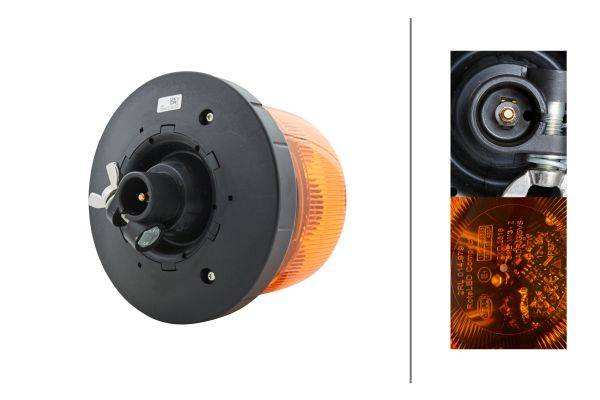 HELLA 2RL 014 979-031 Rundumkennleuchte - RotaLED Compact - 12/24V - Rohrstutzen, flexibel - gelb -
