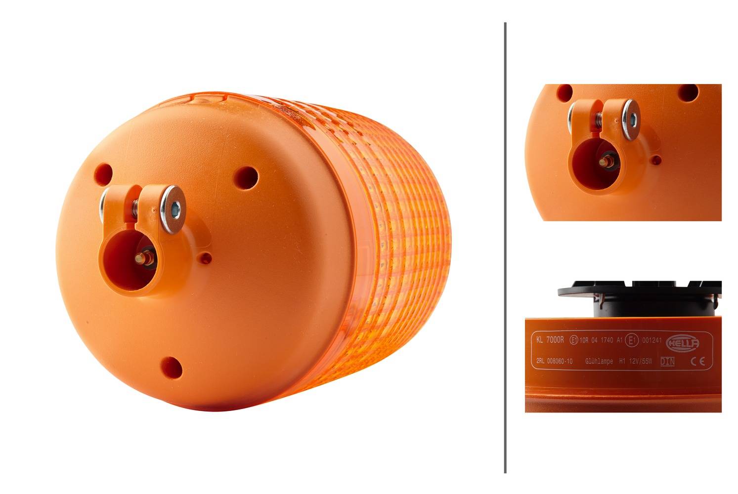 HELLA 2RL 008 060-101 Halogen-Rundumkennleuchte - KL 7000 - 12V - gelb - Rohrstutzen - gelb