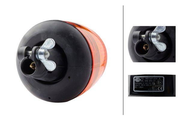 HELLA 2RL 006 846-011 Halogen-Rundumkennleuchte - KL Rotaflex - 24V - gelb - Rohrstutzen - gelb