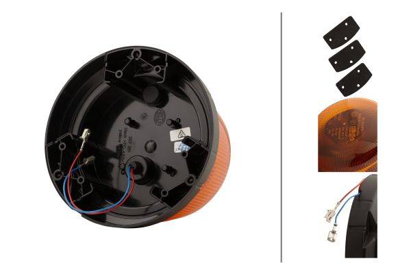 HELLA 2RL 014 979-001 LED-Rundumkennleuchte - RotaLED Compact - 12/24V - gelb - geschraubt - gelb -