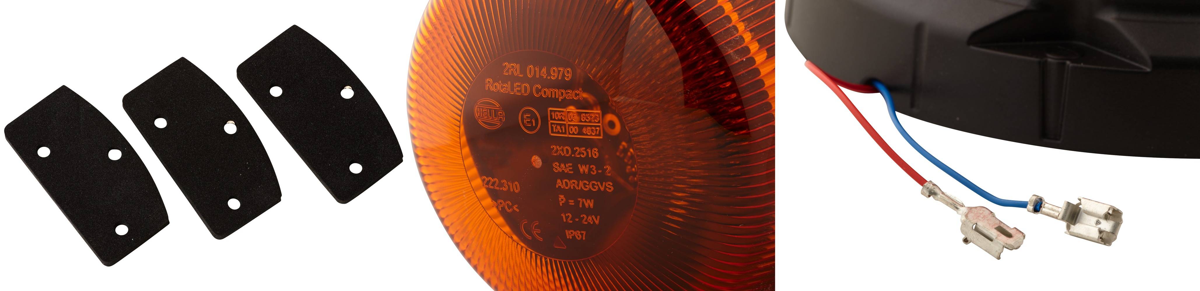 HELLA 2RL 014 979-001 LED-Rundumkennleuchte - RotaLED Compact - 12/24V - gelb - geschraubt - gelb -