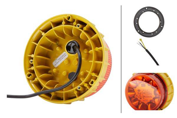 HELLA 2XD 011 557-001 LED-Blitz-Kennleuchte - K-LED Mining - 12/24V - gelb - Anbau/geschraubt - gelb