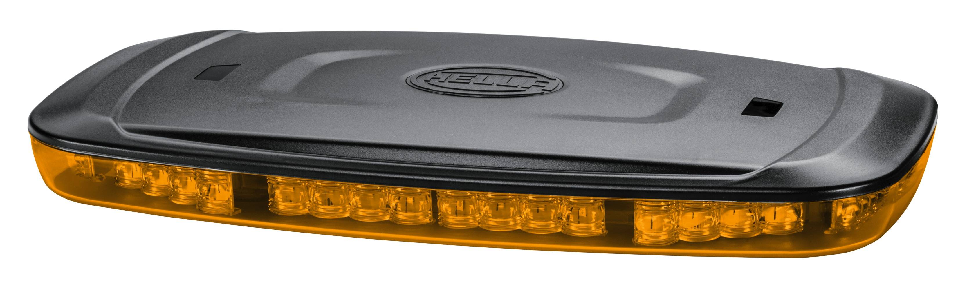 HELLA 2RL 014 565-211 LED-Warnleuchte - Mini Lightbar - 12/24V - glasklar - gelb - Kabel: 500mm - An