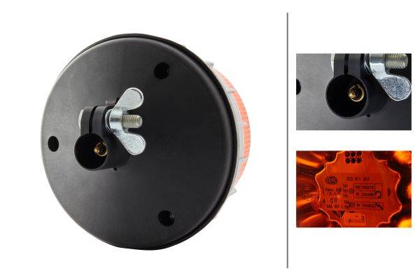 HELLA 2XD 011 557-201 LED-Blitz-Kennleuchte - K-LED 2.0 - 12/24V - gelb - Rohrstutzen - gelb