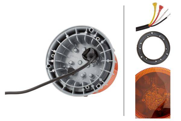 HELLA 2XD 012 984-301 LED-Rundumkennleuchte - K-LED 1.2 - 12/24V - gelb - geschraubt - gelb - Kabel: