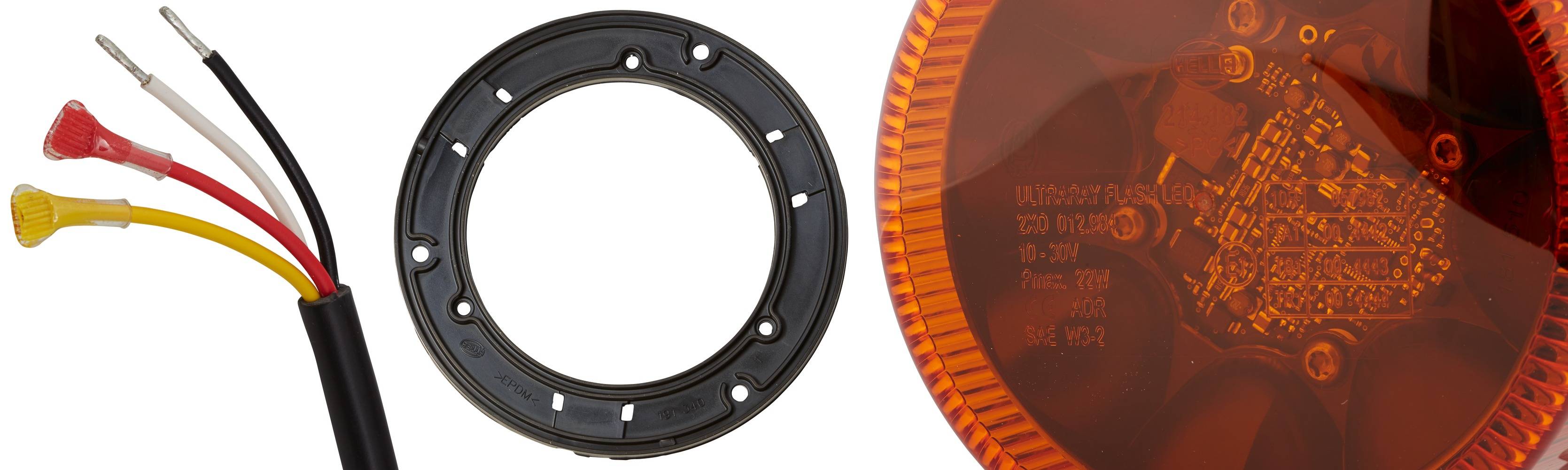 HELLA 2XD 012 984-301 LED-Rundumkennleuchte - K-LED 1.2 - 12/24V - gelb - geschraubt - gelb - Kabel: