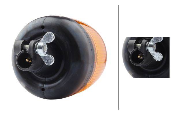 HELLA 2RL 009 506-001 Halogen-Rundumkennleuchte - Rota Compact - 12V - gelb - Rohrstutzen, flexibel