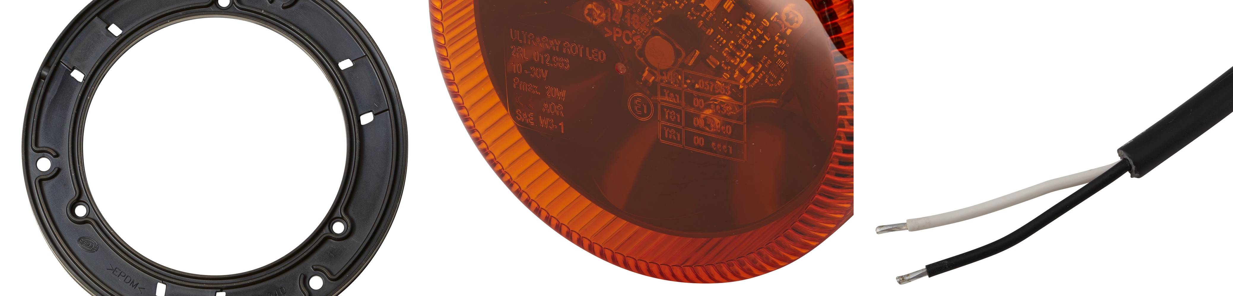 HELLA 2RL 012 983-301 LED-Rundumkennleuchte - K-LED 1.2 - 12/24V - gelb - Anbau/geschraubt - gelb -