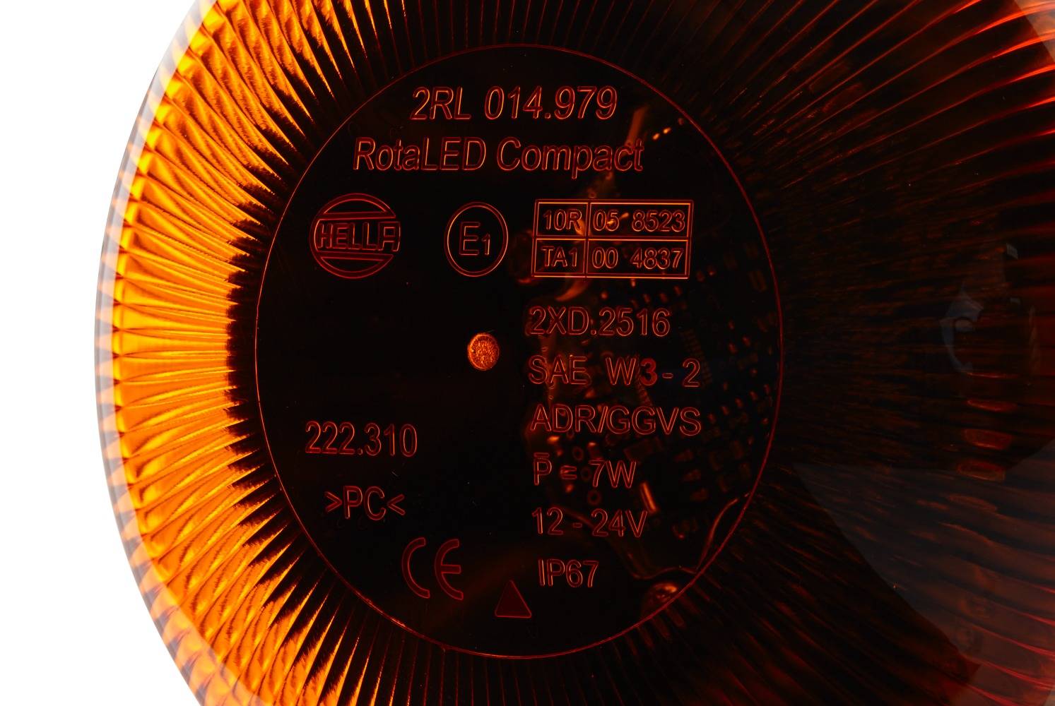 HELLA 2RL 014 979-011 LED-Rundumkennleuchte - RotaLED Compact - 12/24V - gelb - Rohrstutzen, flexibe