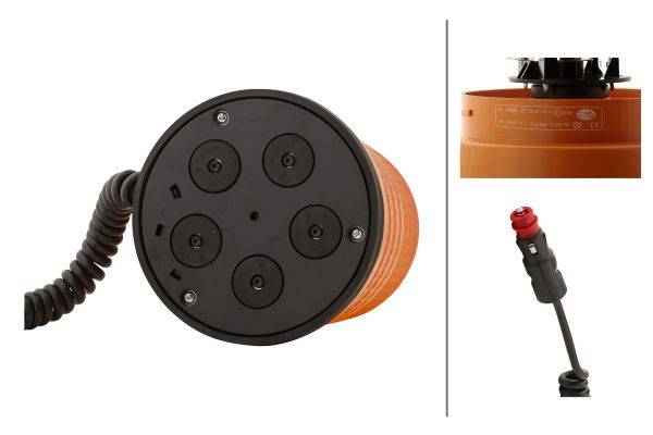 HELLA 2RL 008 062-111 Halogen-Rundumkennleuchte - KL 7000 - 24V - gelb - Magnetbefestigung - gelb -