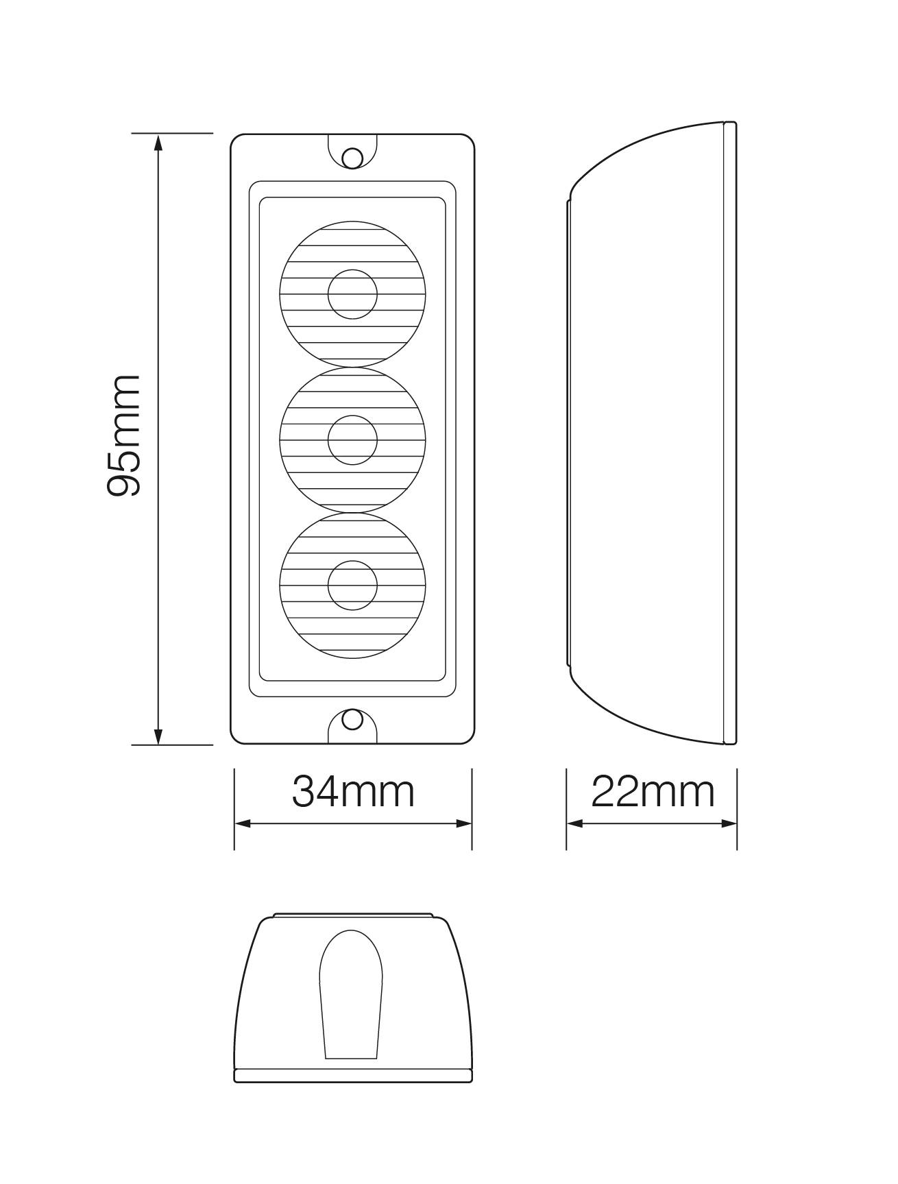 LED Frontblitzer Q-LED, 3 LED Module, LED-Farbe Rot, ECE R10