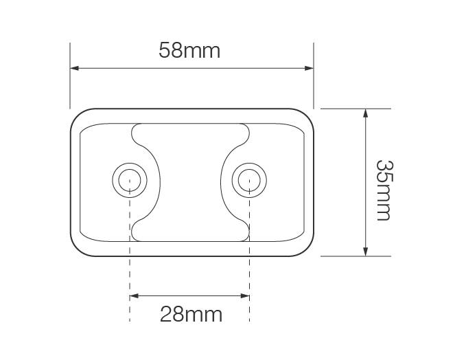 LED Positionsleuchte, Begrenzungsleuchte, LED Weiß, Serie 58, Chrom