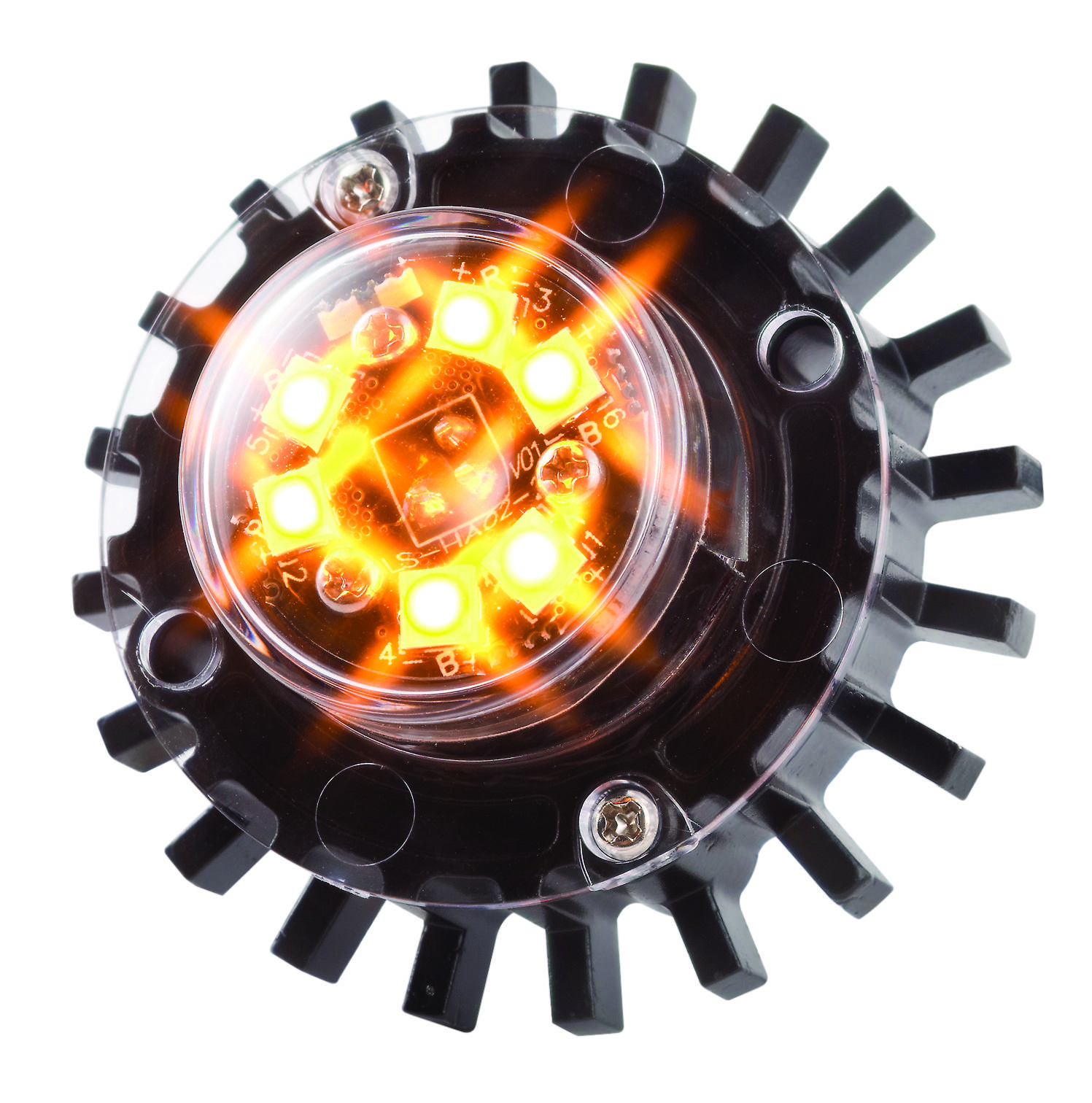 Rundes LED Blitzmodul, Serie "HideAway", Gelb, 50 mm Ø, Ein- und Aufbau