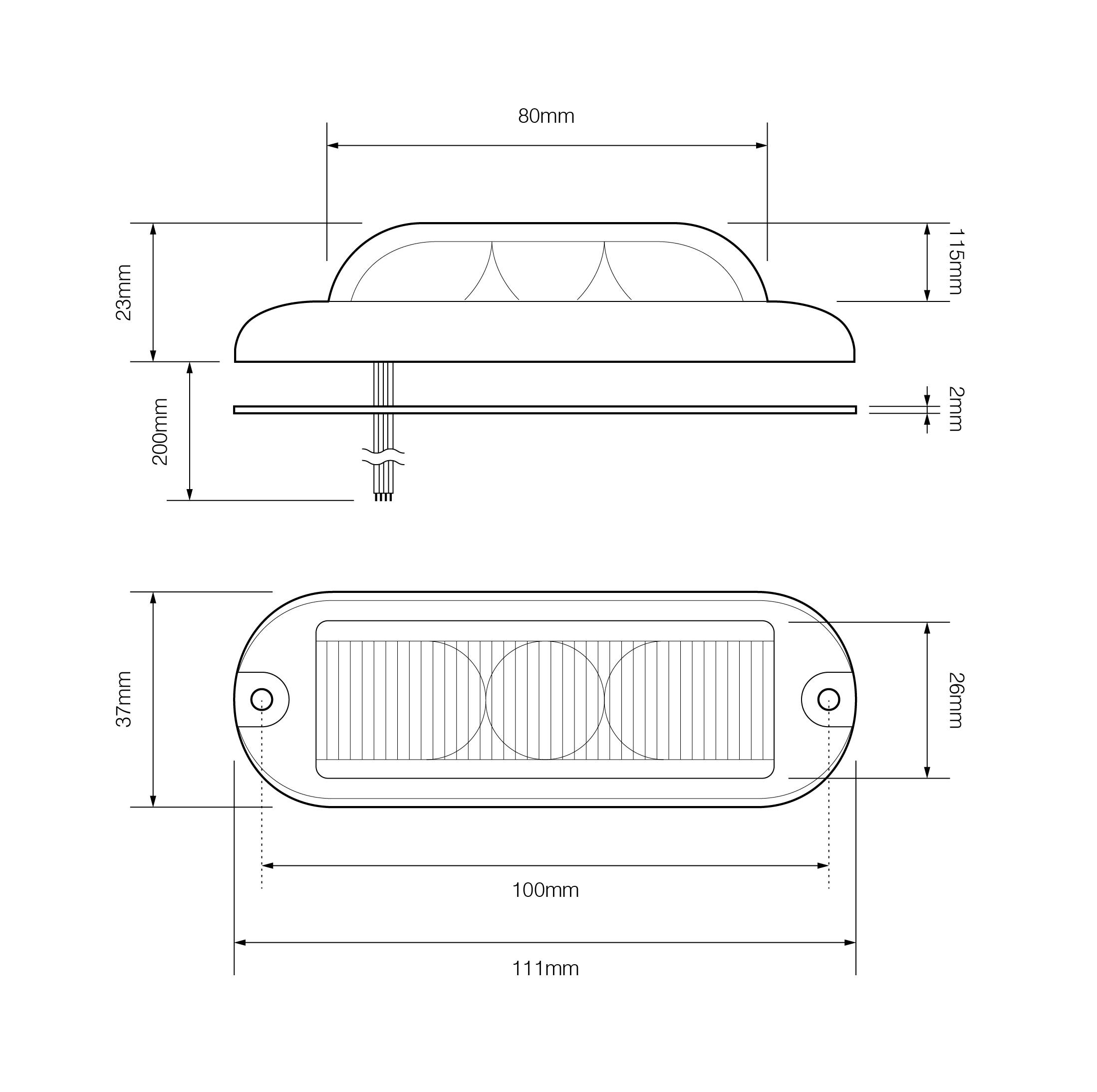 LED Blitzmodul, 180°, LED-Farbe Gelb, 3 LEDs, ECE R10