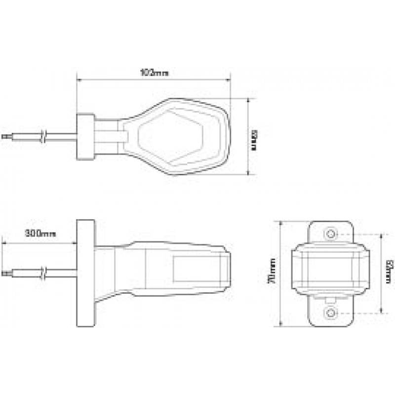 LED Flex-Umrissleuchte, Begrenzungsleuchte, rot/weiß, links, 12/24 Volt