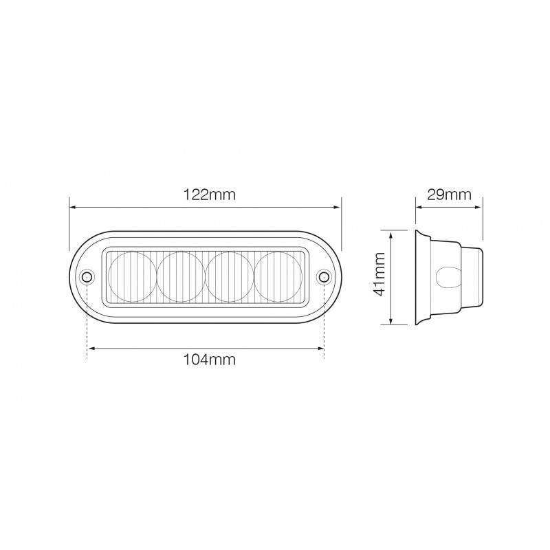 LED Frontblitzer, LEDR65, 4 LED, LED-Farbe Gelb, ECE R65, ECE R10