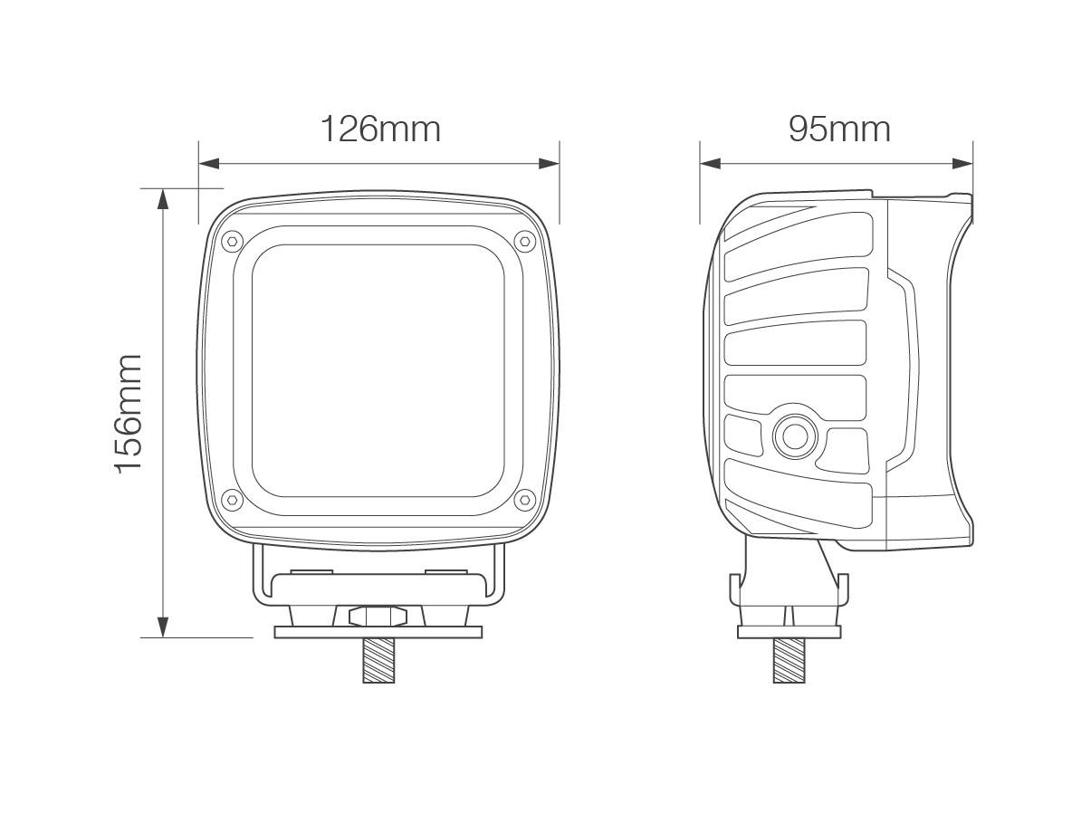 Large Square 45W Work Lamp w/ Black Housing - 12/24v (Floo