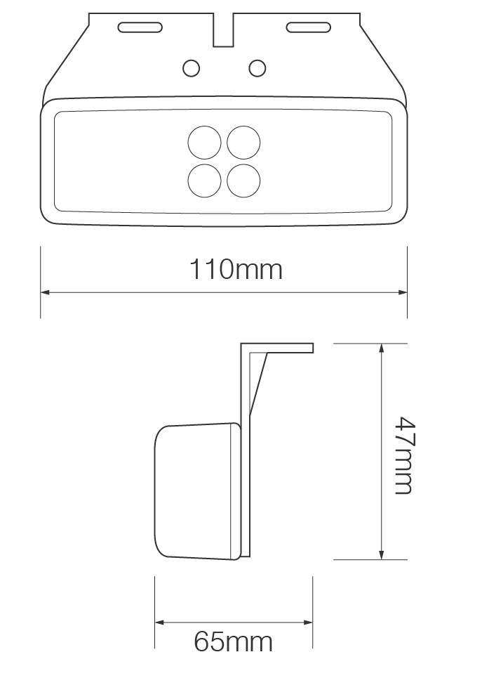 Amber Side Marker Lamp w/ BKT, 2 Pin Female Termi l - 12/
