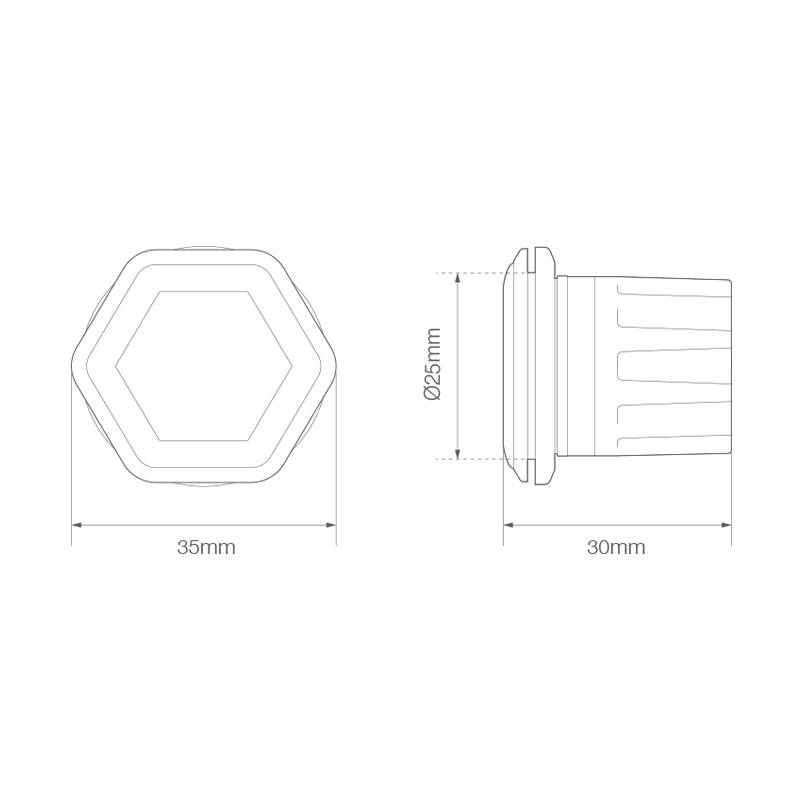 Rundes LED Blitzmodul, ECE R65, Serie "HideAway", Gelb, 50 mm Ø, Ein- und Aufbau