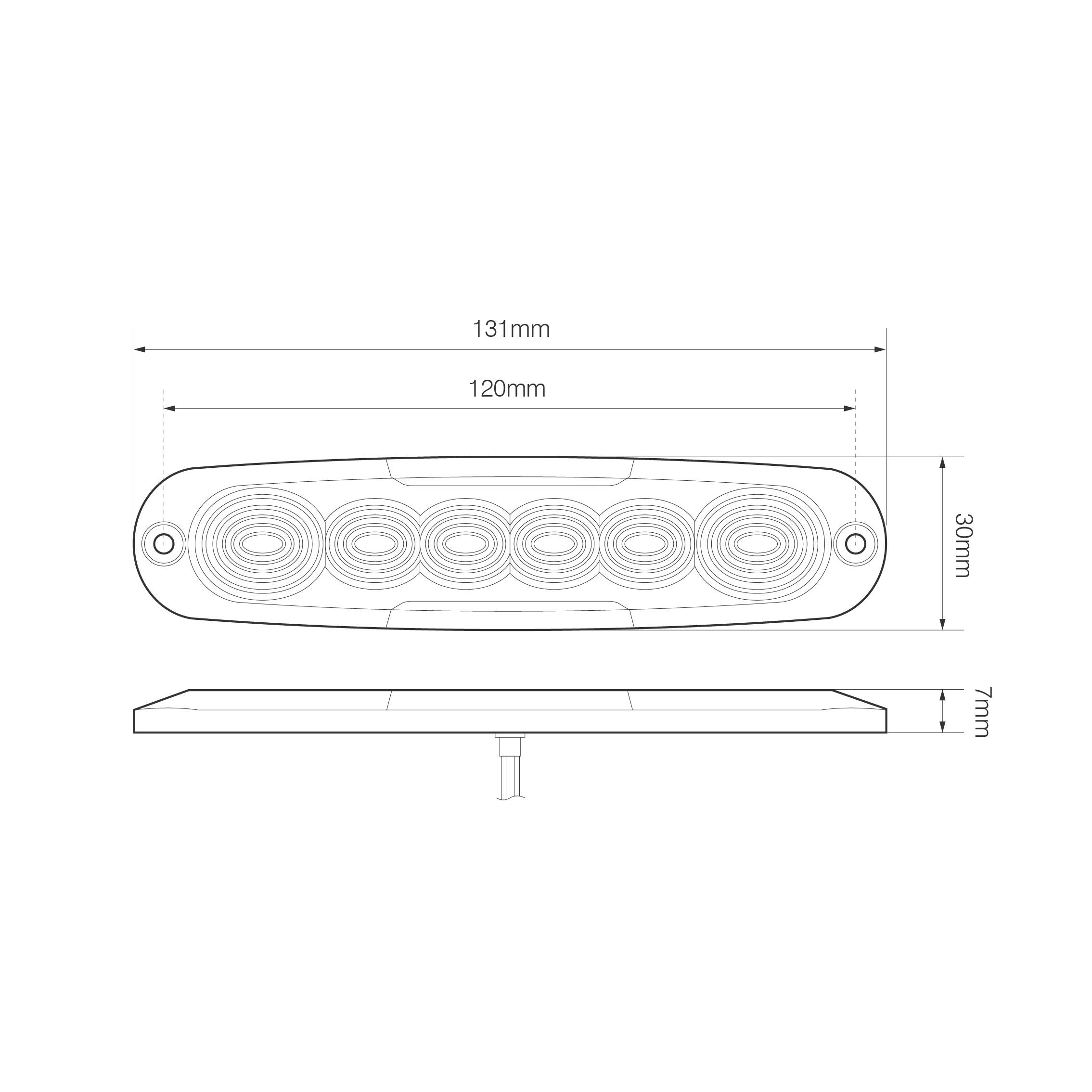 LED Blitzmodul, 6 LED Module, LED-Farbe Gelb, 7 mm Aufbauhöhe