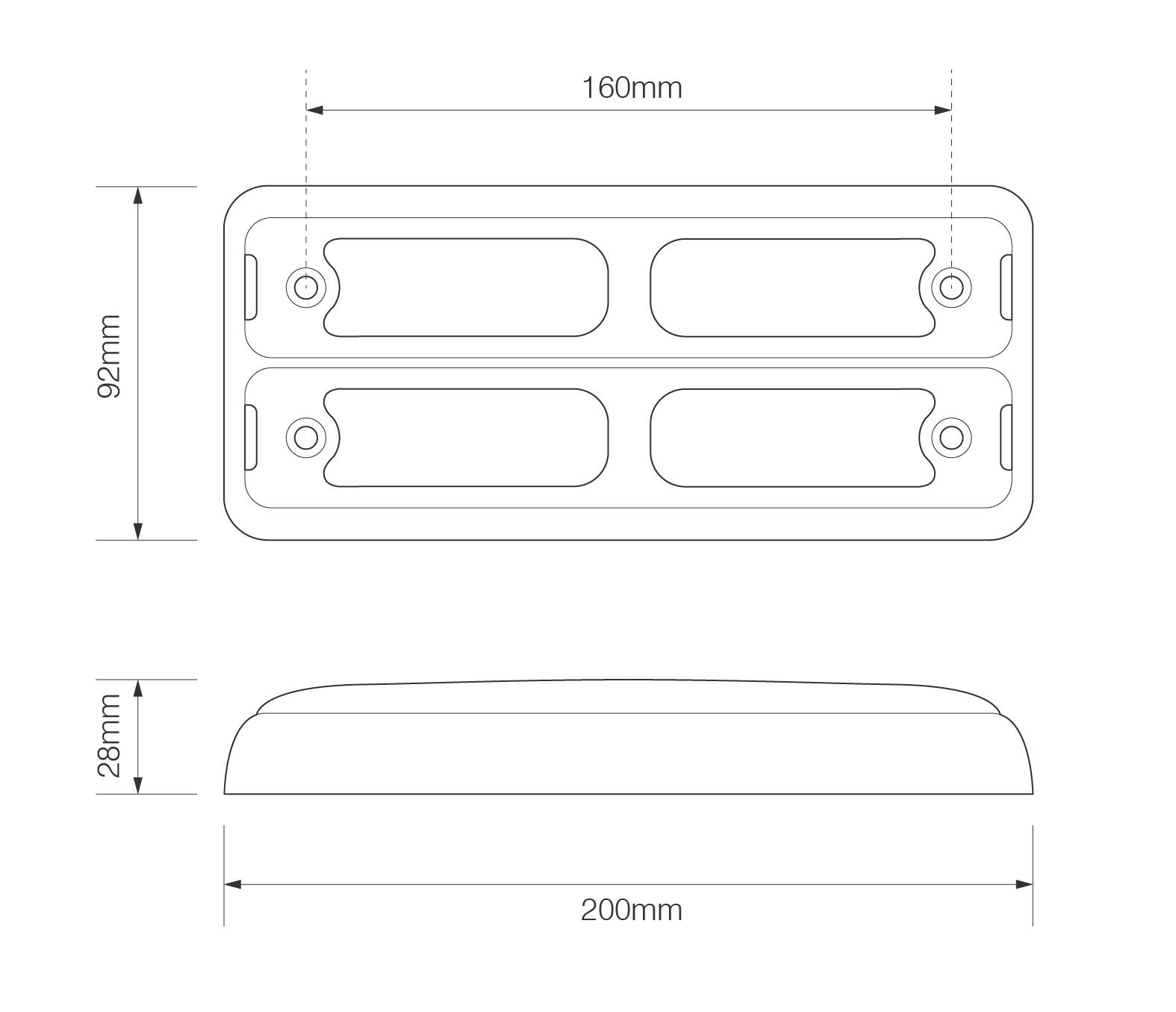 LED Rückleuchte, Schluss-, Brems- u. Blinkleuchte, Double Slimline, verchromter Aufbaurahmen
