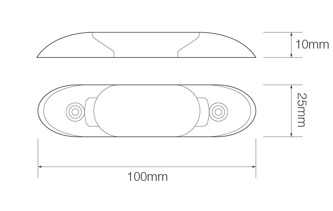 LED Innenraumleuchte, 100 mm lang, verchromte Blenden, warmweiß, 12 Volt