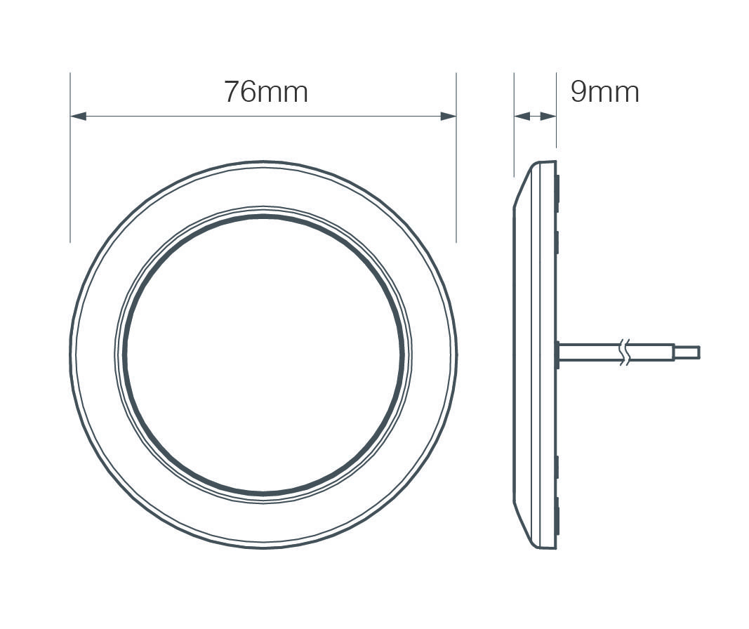Runde LED Innenraumleuchte, weiße Blende, weißes LED-Licht, 24 Volt, 9 mm hoch