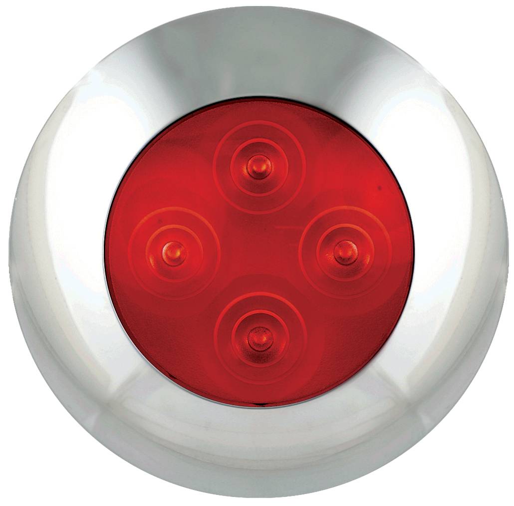 Runde LED Innenraumleuchte, rotes LED-Licht, 12 Volt, 75 mm Ø, 17 mm hoch