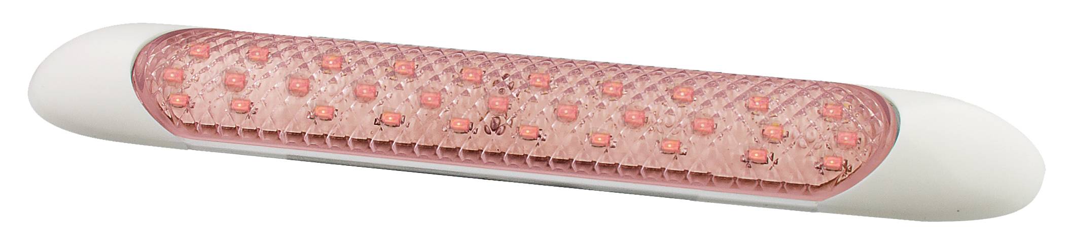 Schmale LED Innenraumleuchte, 150 mm, weiße Blenden, rotes Licht, 12 Volt