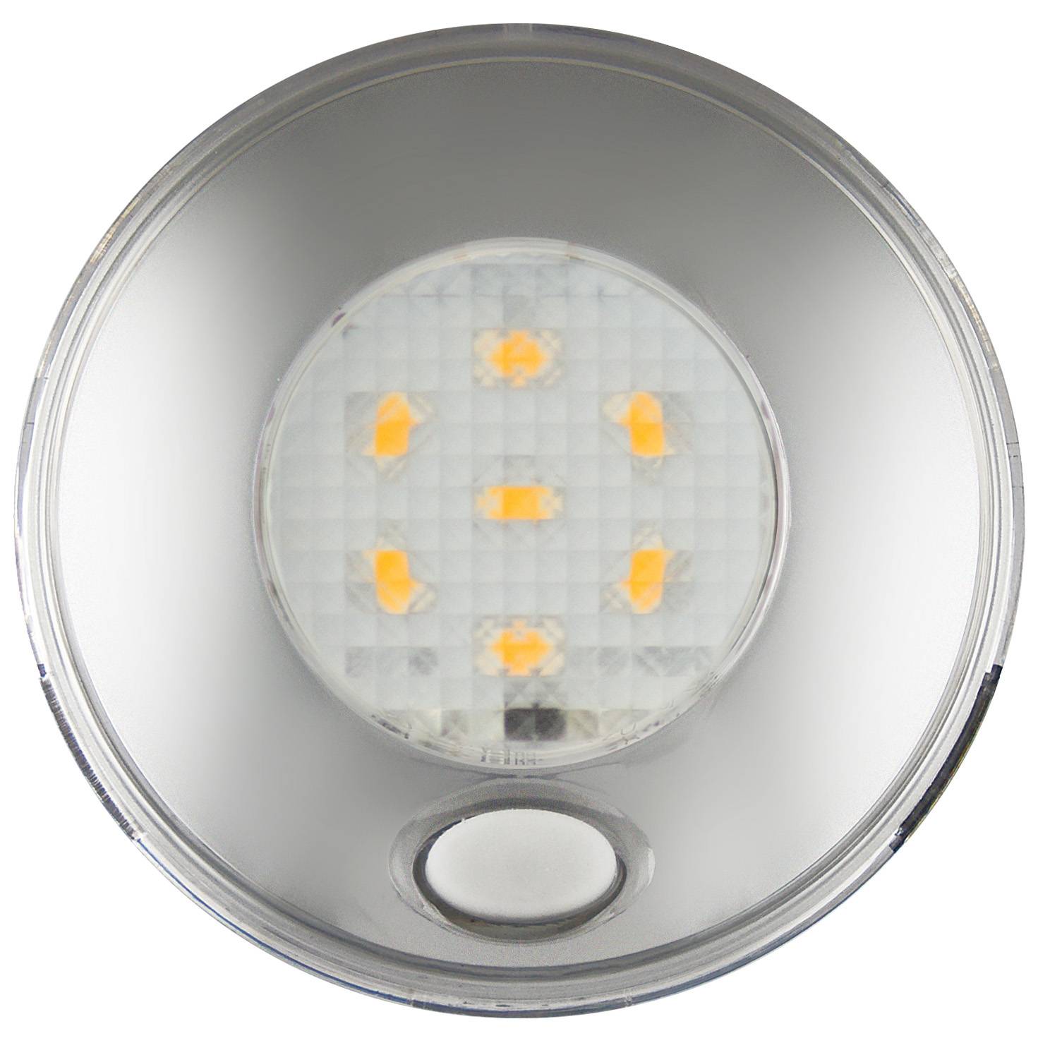 Runde chromfarbige LED Innenraumleuchte, mit Schalter, rote Nachtlichtfunktion, 12 Volt