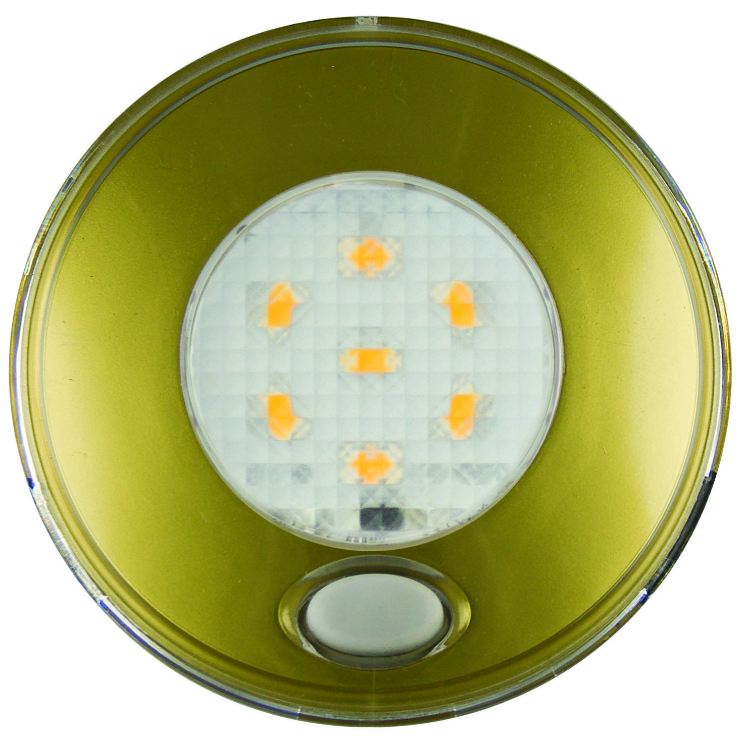 Runde goldene LED Innenraumleuchte, mit Schalter, rote Nachtlichtfunktion, 24 Volt