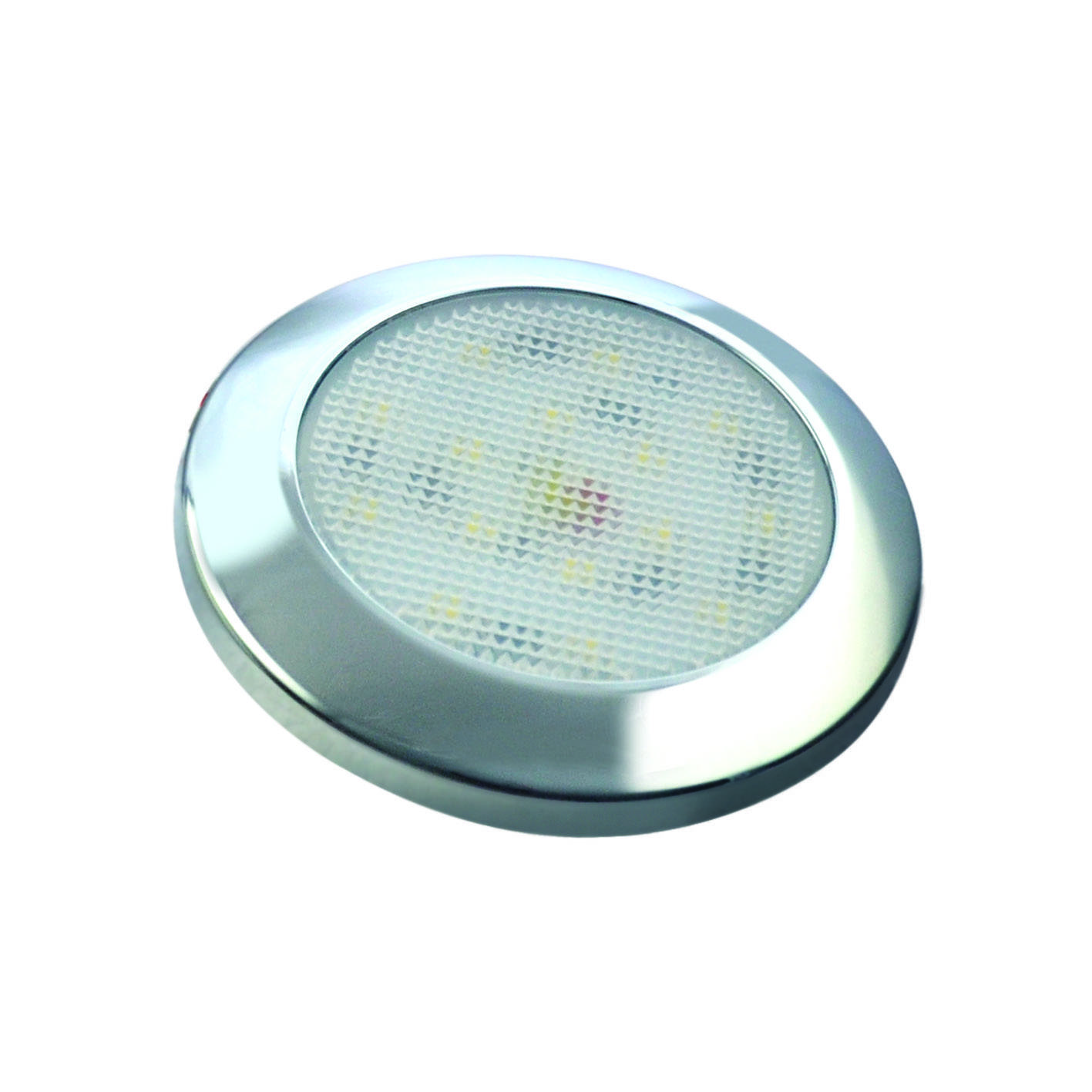 Runde LED Innenraumleuchte, verchromte Blende, weißes LED-Licht, 12 Volt, 9 mm hoch