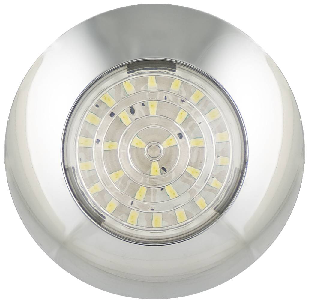Runde LED Innenraumleuchte, verchromte Blende, weißes LED-Licht, 12 Volt, 17 mm hoch