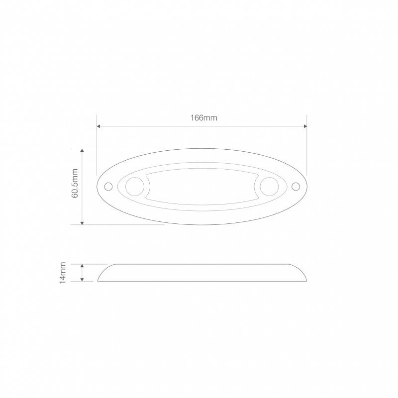 LED Innenraumleuchte, Small Oval, Serie 16606, 27 LED, Rahmen weiß, 12/24 Volt