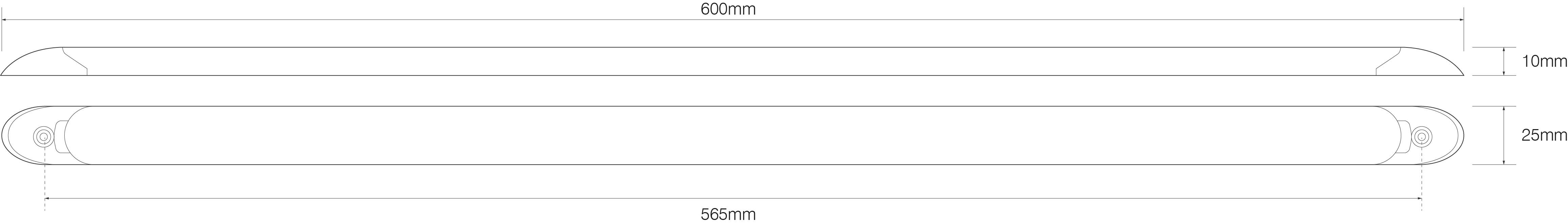 Schmale LED Innenraumleuchte, 600 mm, verchromte Blenden, weiß, 12 Volt