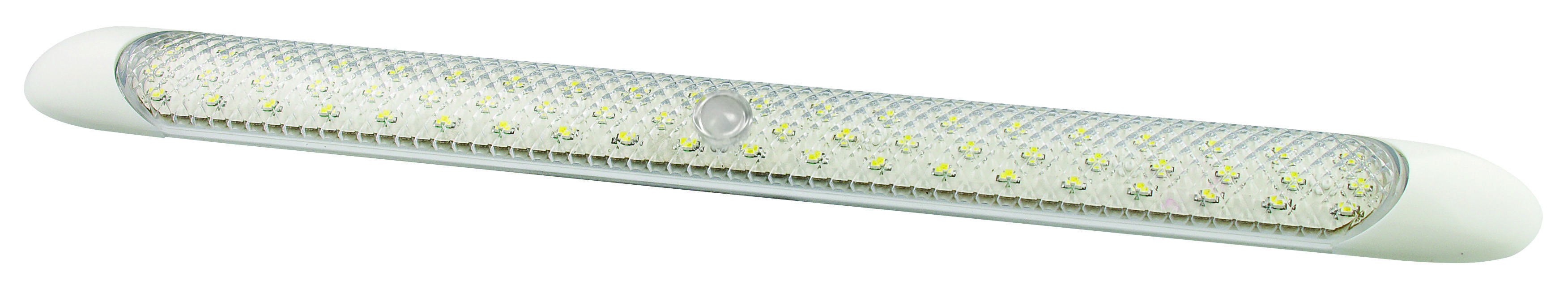 Schmale LED Innenraumleuchte, Switch ON/OFF, 300 mm, weiße Blenden, weiß, 12 Volt