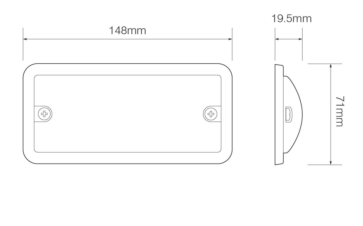 LED Innenraumleuchte, Serie 148, White Edition, rechteckig, 120°, 24 Volt