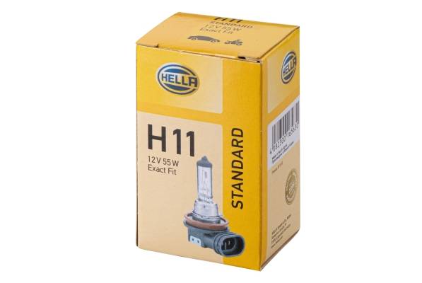 HELLA 8GH 008 358-121 Glühlampe - H11 - Standard - 12V - 55W - Sockelausführung: PGJ19-2 - Schachtel