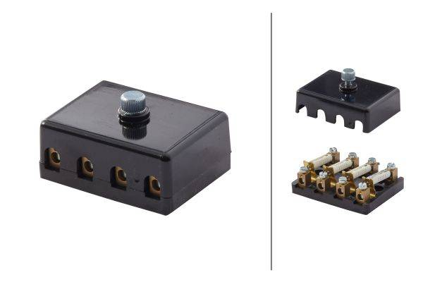 HELLA 8JD 002 294-201 Sicherungsdose - 4-polig - 8A - schwarz - Stecker: Schraubkontakt