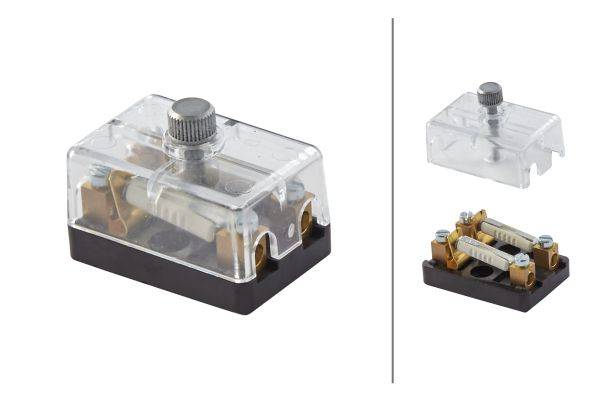 HELLA 8JD 002 289-211 Sicherungsdose - 2-polig - 8A - glasklar - Stecker: Schraubkontakt - mit Siche