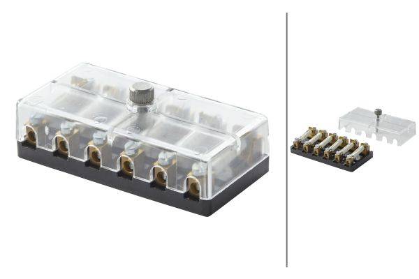 HELLA 8JD 002 291-211 Sicherungsdose - 6-polig - 8A - glasklar - Stecker: Schraubkontakt