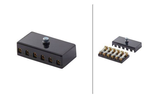 HELLA 8JD 002 291-201 Sicherungsdose - 6-polig - 8A - schwarz - Stecker: Schraubkontakt