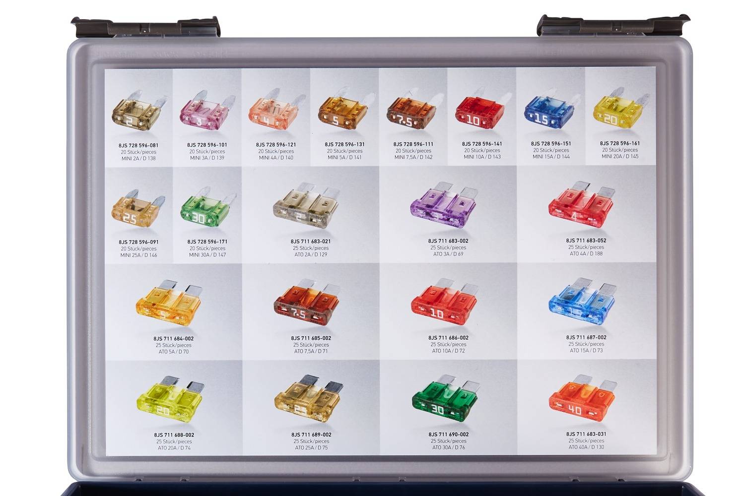 HELLA 8JS 009 257-801 Sicherungssatz - ATO(2A-40A)/MINI(2A-30A) - 10/15/2/20/25/3/30/4/40/5/7.5A - S