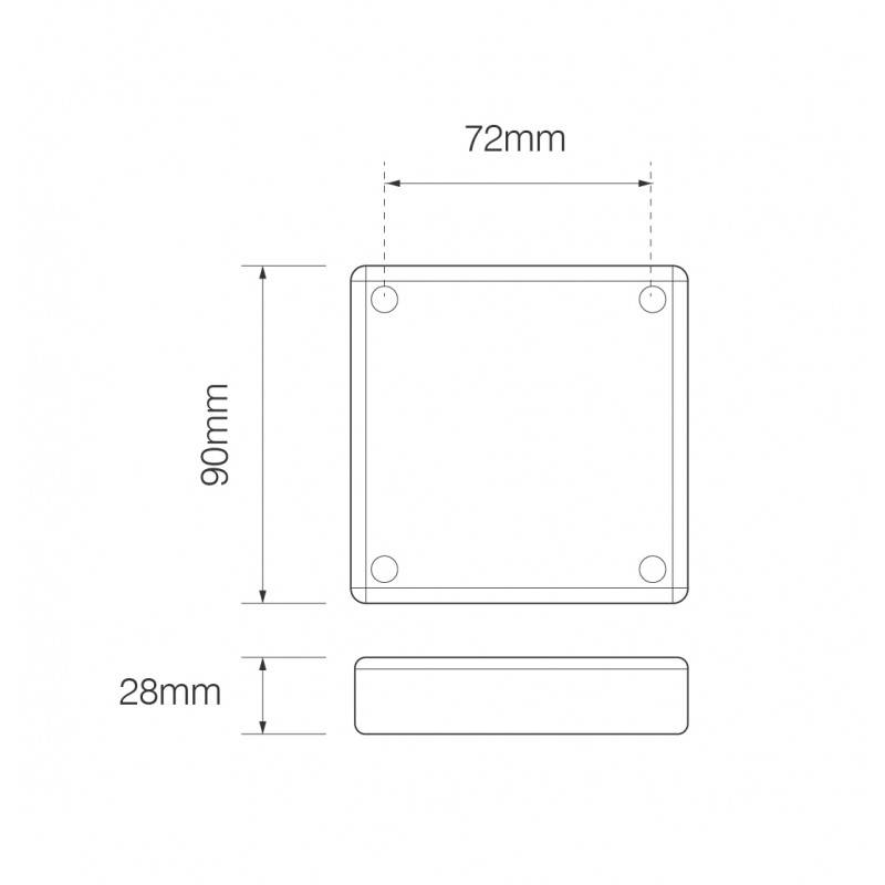 LED Nebelschlussleuchte, Quadratisch, rote Linse, ECE und EMC, Serie 280