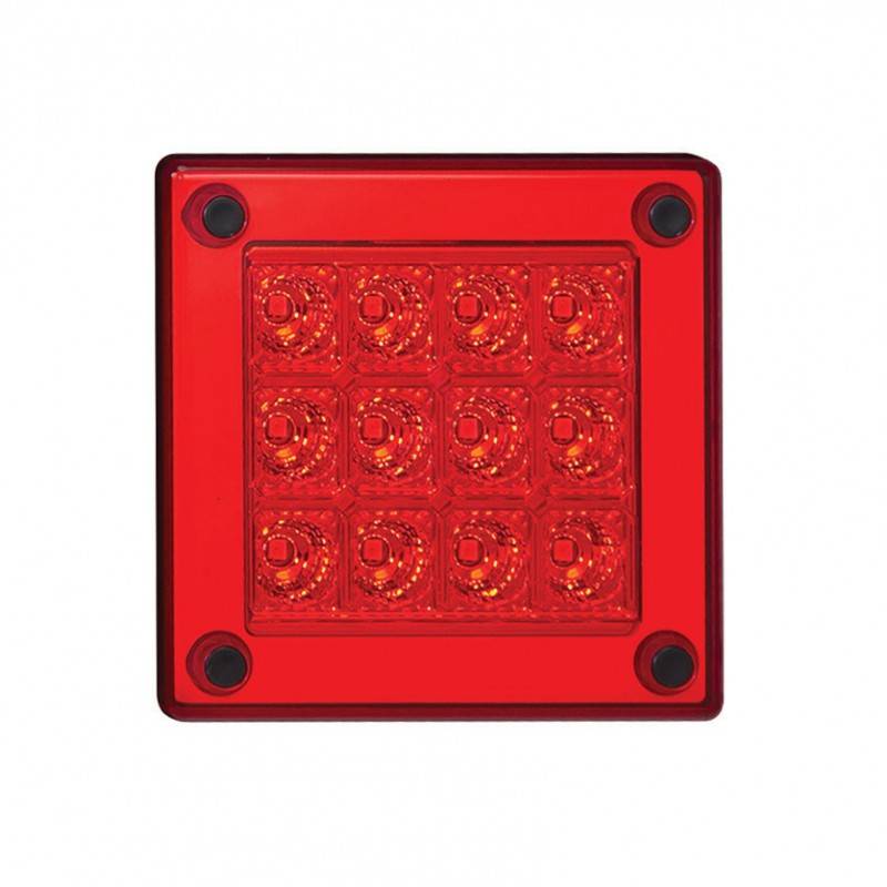 LED Nebelschlussleuchte, Quadratisch, rote Linse, ECE und EMC, Serie 280