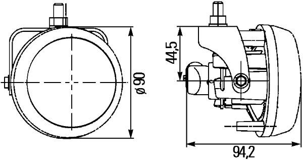 HELLA 1N0 009 295-021 FF/Halogen-Nebelscheinwerfer - Dynaview Evo2 - 12V - rund - Einbau - glasklare