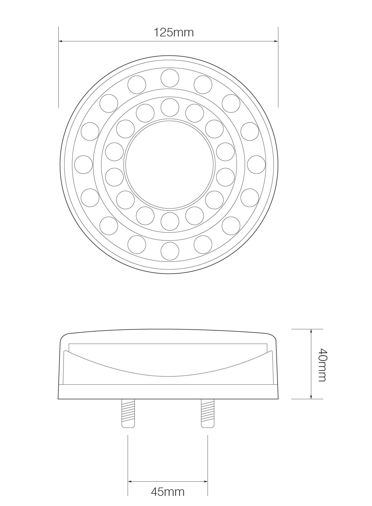 LED MaxiLamp, Rückfahrleuchte, runder Reflektor
