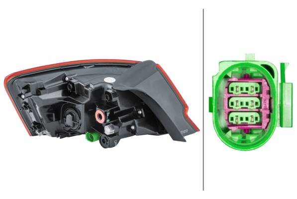 HELLA 2SD 012 831-041 Heckleuchte - LED - äusserer Teil - rechts - für u.a. Audi A3 (8V1, 8Vk)